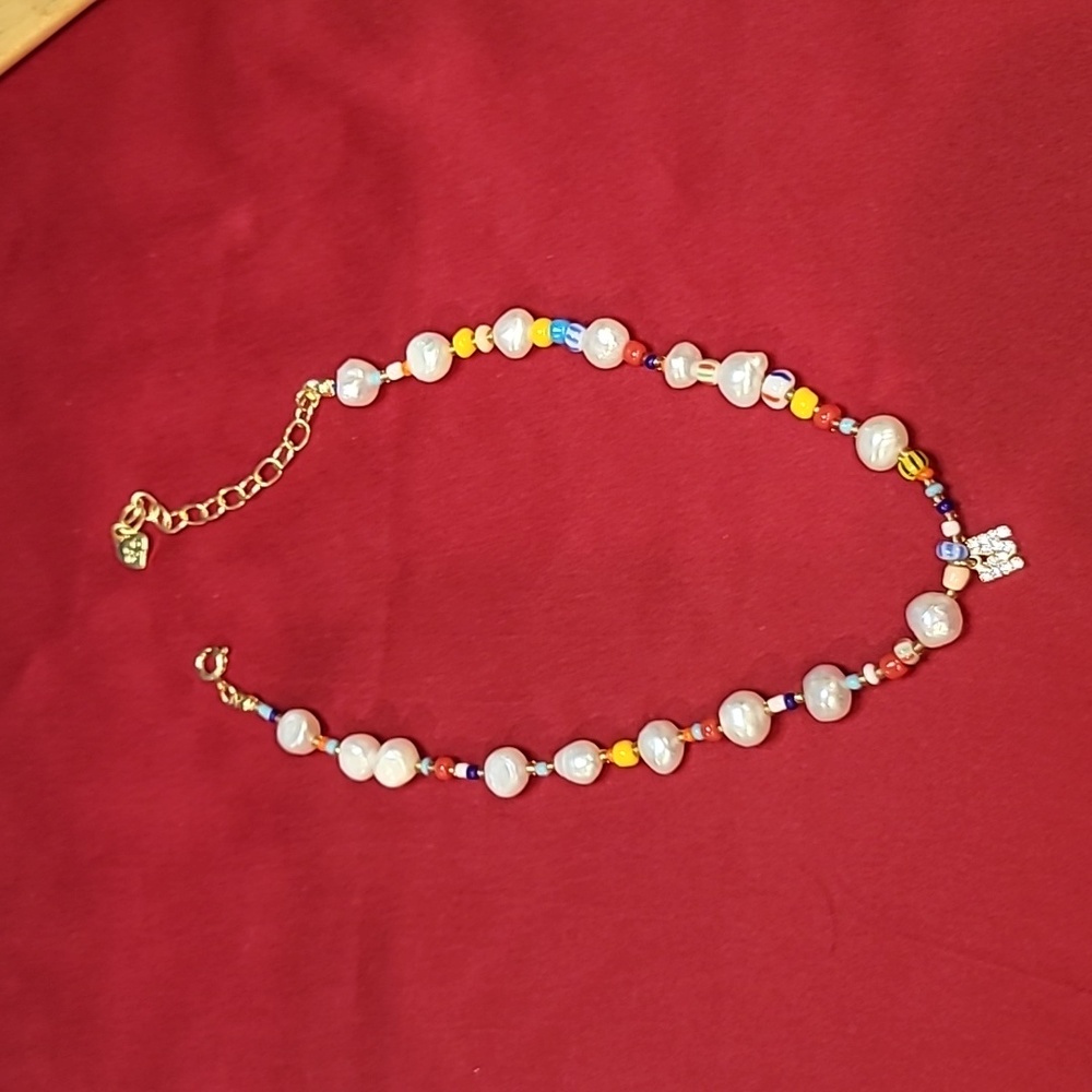 Frasier Sterling Custom Lucky You Choker with Pearls, diamond letter M, N…